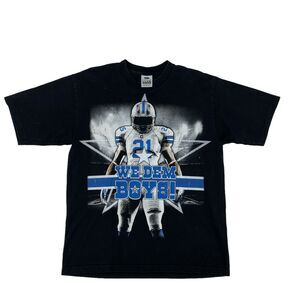 Vintage Pro Club Dallas Cowboys T Shirt Men's Size L Black 100% Cotton Made USA